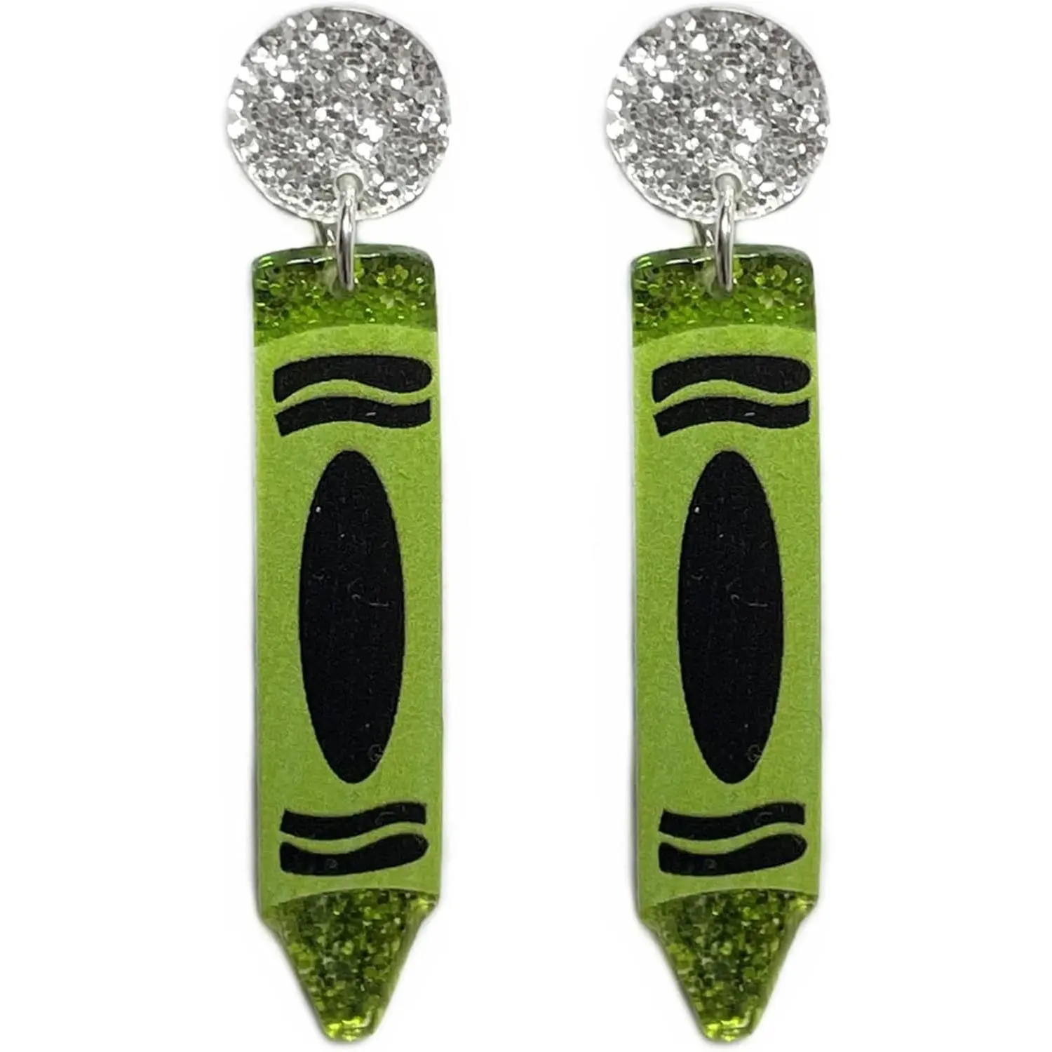 Women's Lightweight Crayon-Pencil Shape Drop Dangle Earrings with Synthetic Beads - Single Pair, Colorful Costume Jewelry for Teacher Appreciation, School Event Gifts