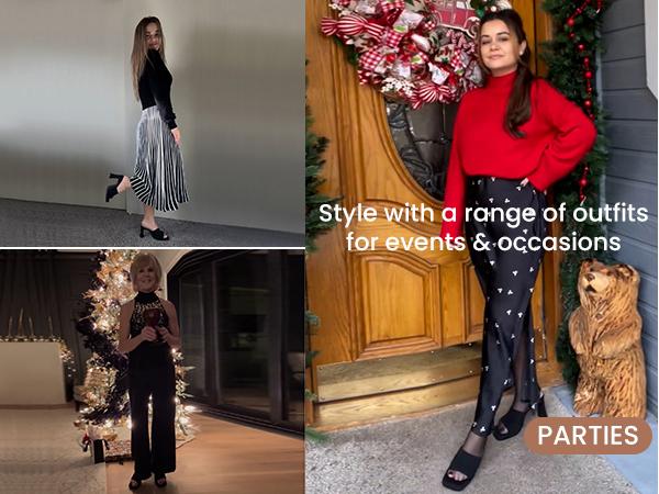 MUSSHOE Chunky Heel Platform Sandals Square Toe Slip On Design