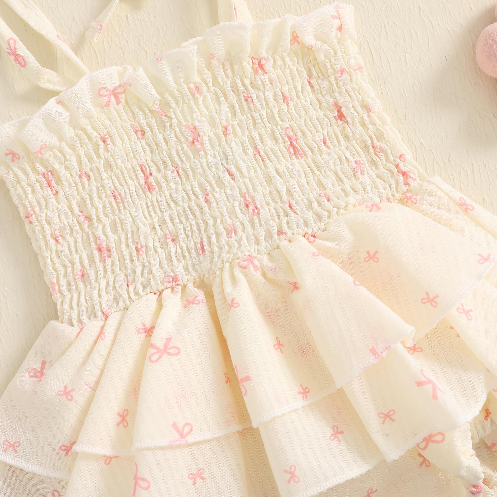 Newborn Baby Girl Summer Romper Dress Sleeveless Floral Elasticated Bust Ruffle Jumpsuit with Bow Headband Infant Summer Clothes