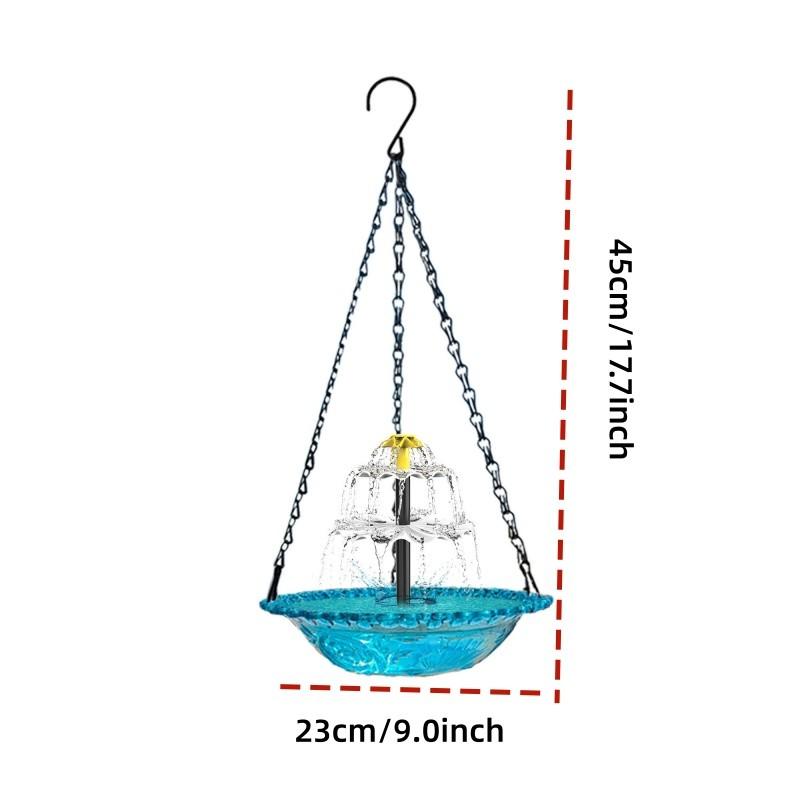 Solar Waterfall Hanging Bird Bath Fountain, Waterfall Feature, Outdoor Solar Pump & Glass Bowl, Solar Powered, Large Hummingbird Bath, Hummingbird Attractor, Garden Decor, Outdoor Decoration, 2026 New Model