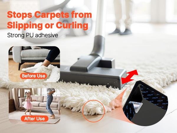 VEVOR Rug Gripper, 12 PCS, Strong Adhesive and Residue-Free, Double Sided Non-Slip Carpet Stickers for Area Rugs, Keep Corners from Curling and Bunching, for Holding Rugs in Place on Hardwood Floors