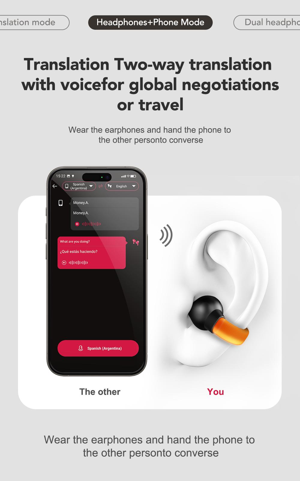 MINISO MS191 Wireless Bluetooth AI Language Translation Earbuds, OWS Translation Headset Headset, Support 134 Languages and Accents, AI Translation Bluetooth Smart Headset