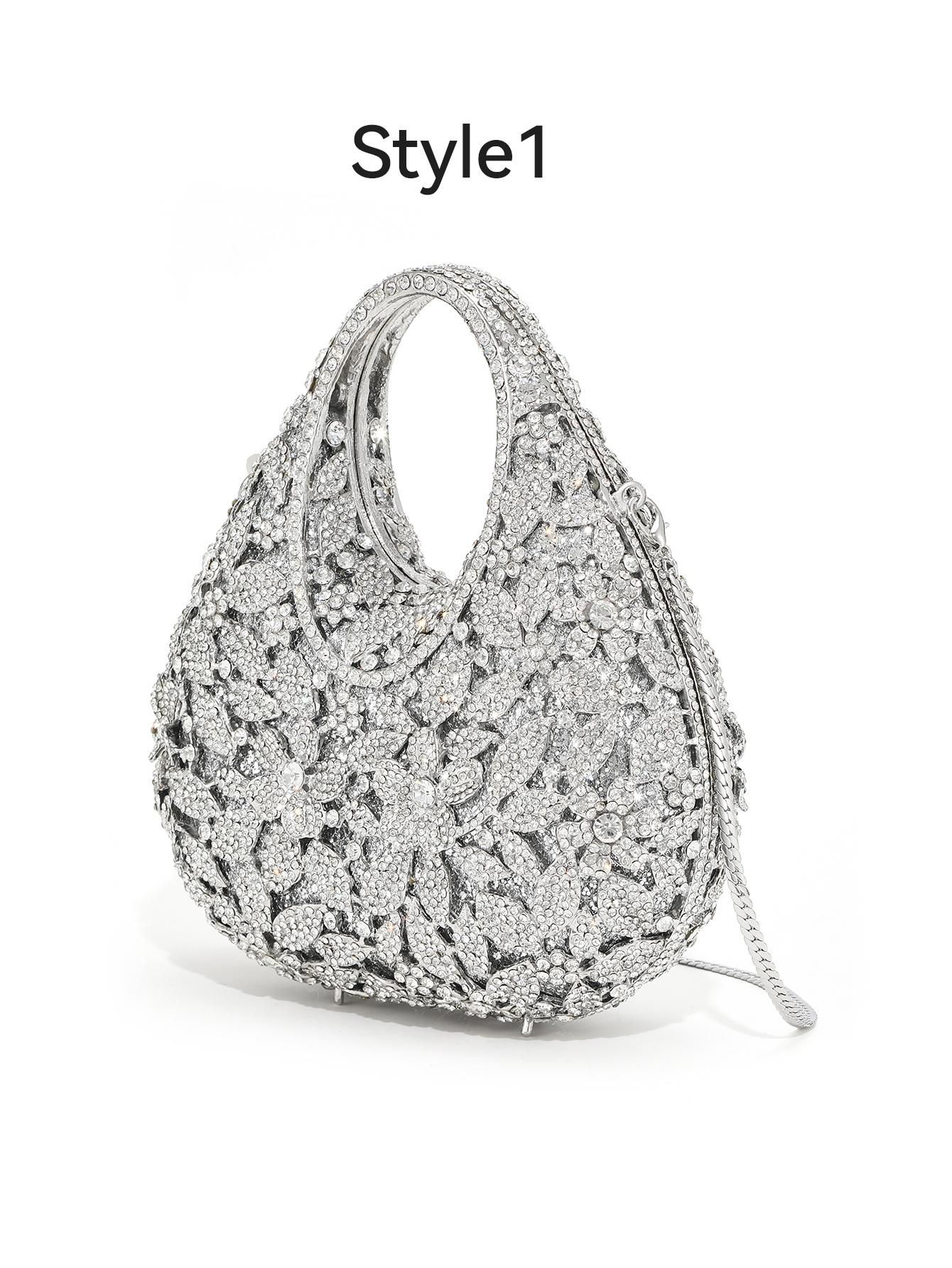 Elegant Crystal Evening Clutch, Handmade Metal Diamond Bag, Perfect for Weddings, Parties, Dinners, Luxurious Sparkling Design