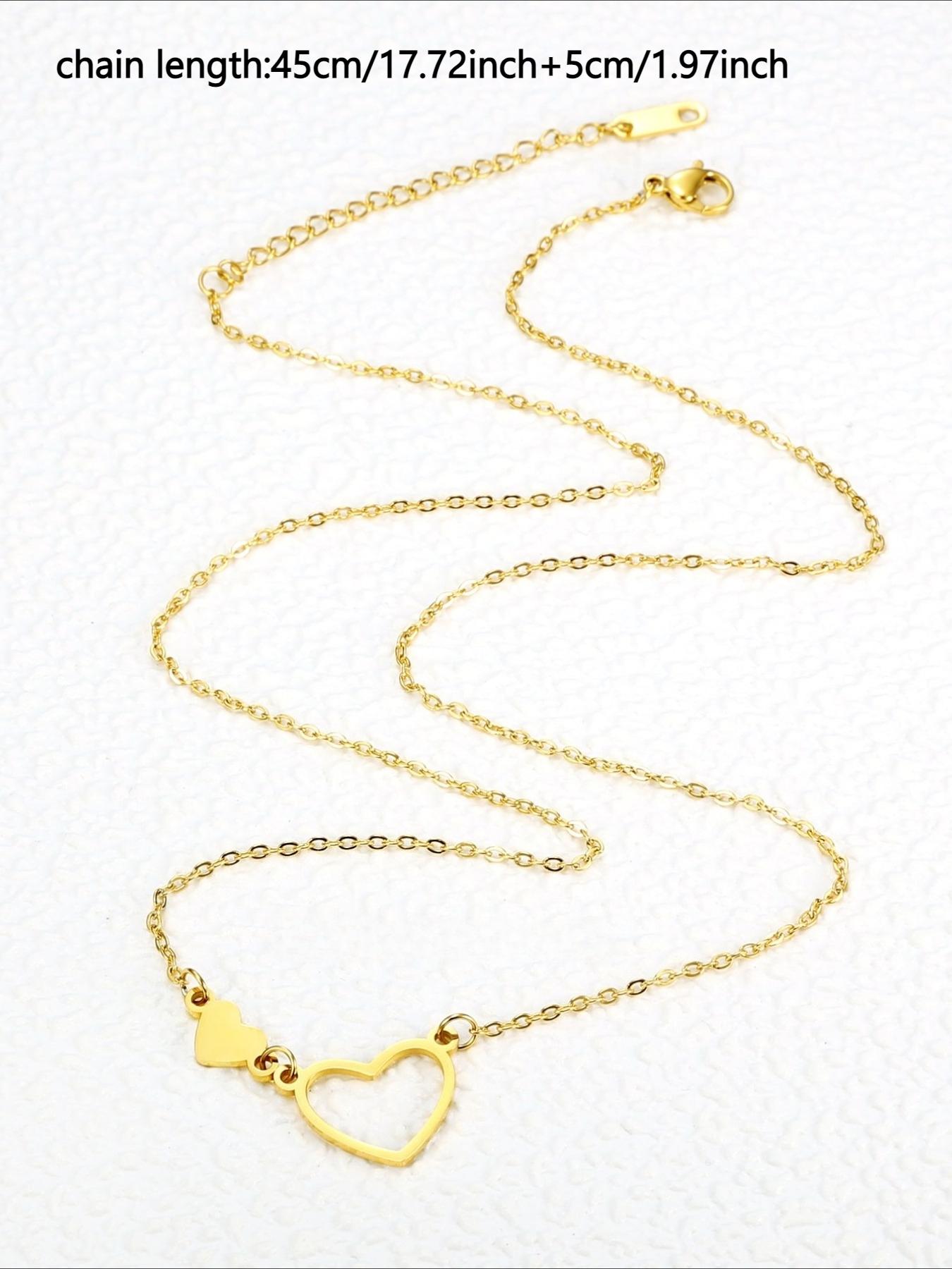 Light Luxury Double Heart Hollowed Out Necklace Made of Stainless Steel That Does Not Fade and Exudes A High-end Feel. It Is A Versatile Necklace for Daily Use