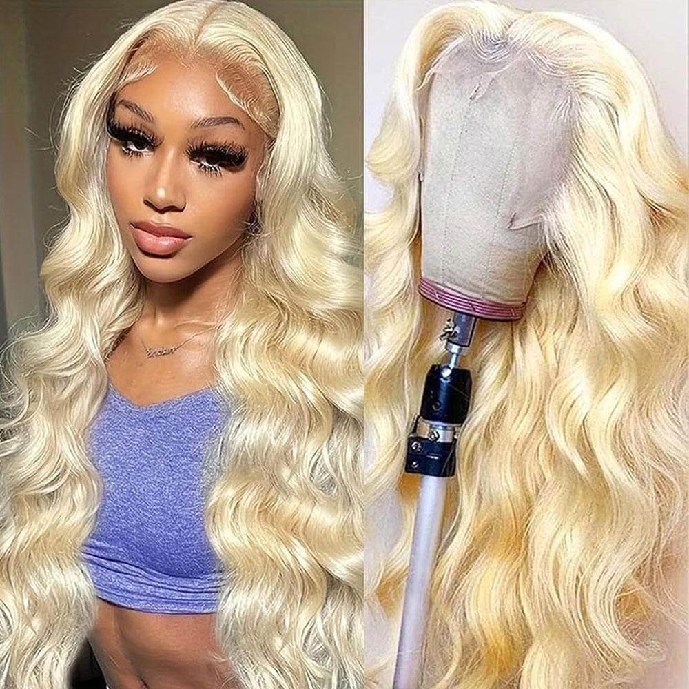 BABOSHOW 613 Blonde 13X6 Body Wave HD Transparent Lace Frontal Pre Plucked 180% Density 99J Burgundy and Red Colored Human Hair Wigs P4/27 Highlight Lace Front wig For Women Can be Dyed & Restyle
