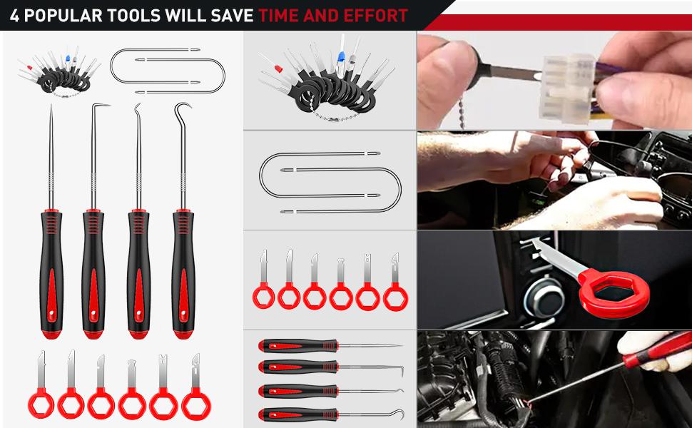 Nilight Trim Removal Tool 88Pcs, Auto Push Pin Bumper Retainer Clip Set Fastener Terminal Remover Tool Adhesive Cable Clips Kit Car Panel Radio Removal Auto Clip Pliers Automotive Toolkit dealsforyoudays