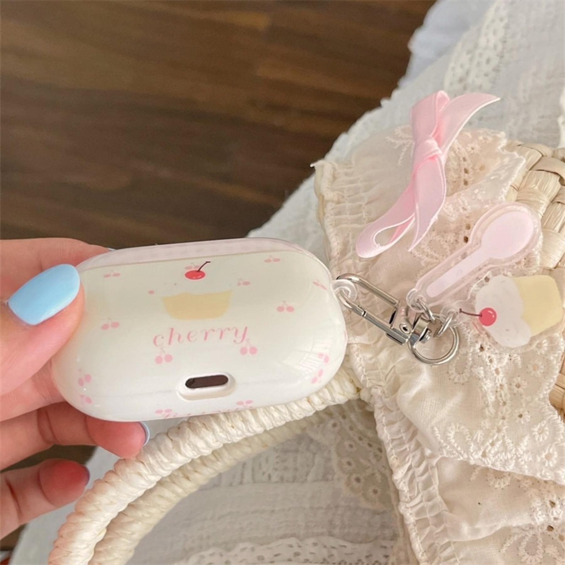 Plaid Cherry Cake Earphone Case for Apple AirPods Pro 3, Elegant Simple Design, Fashionable Creative, Korean Style, Women's Earphone Shell