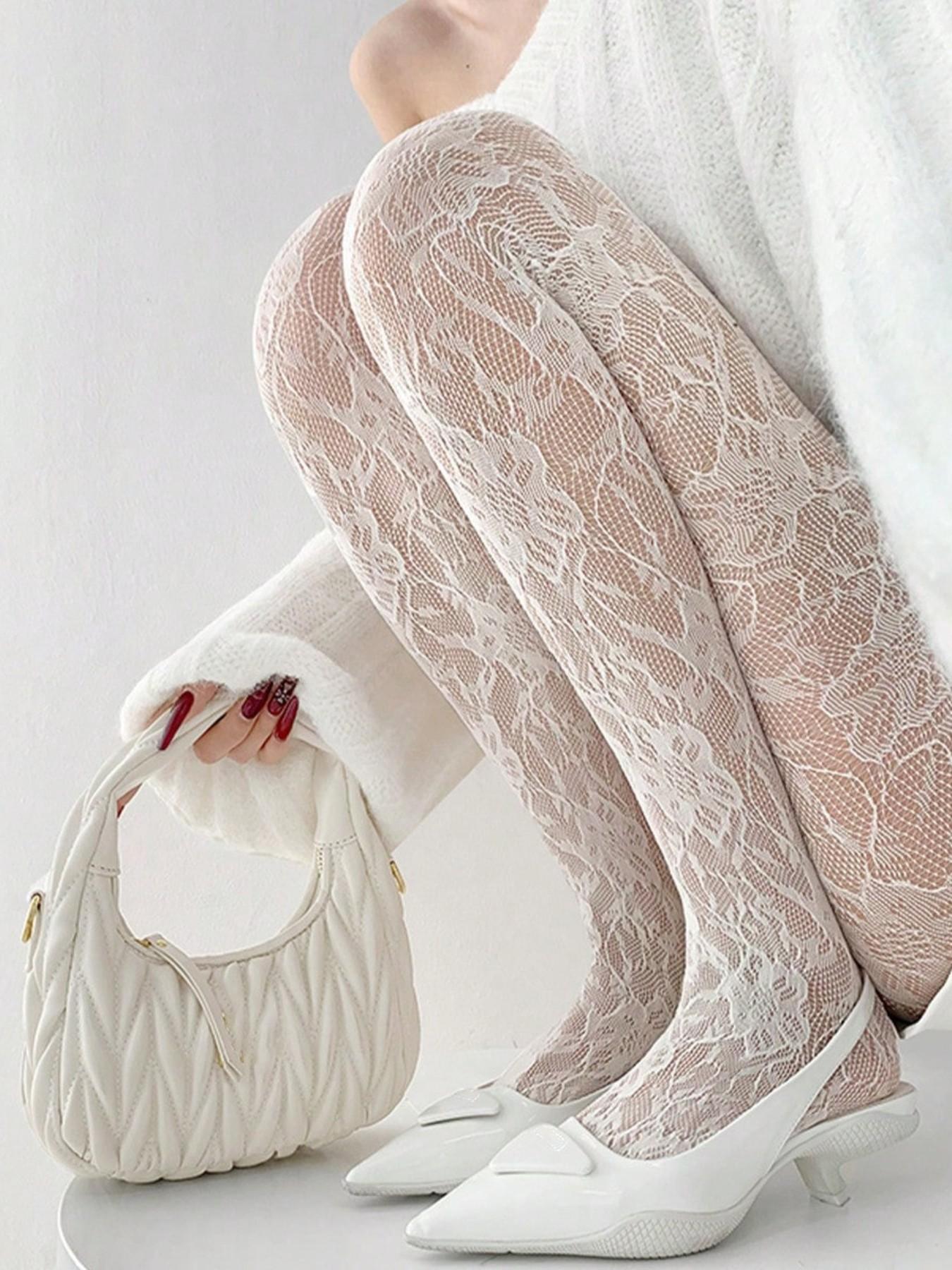 Vintage Black Floral Lace Tights✨ Add elegant vibe to your skirt fits! Perfect for date nights, parties & daily chic