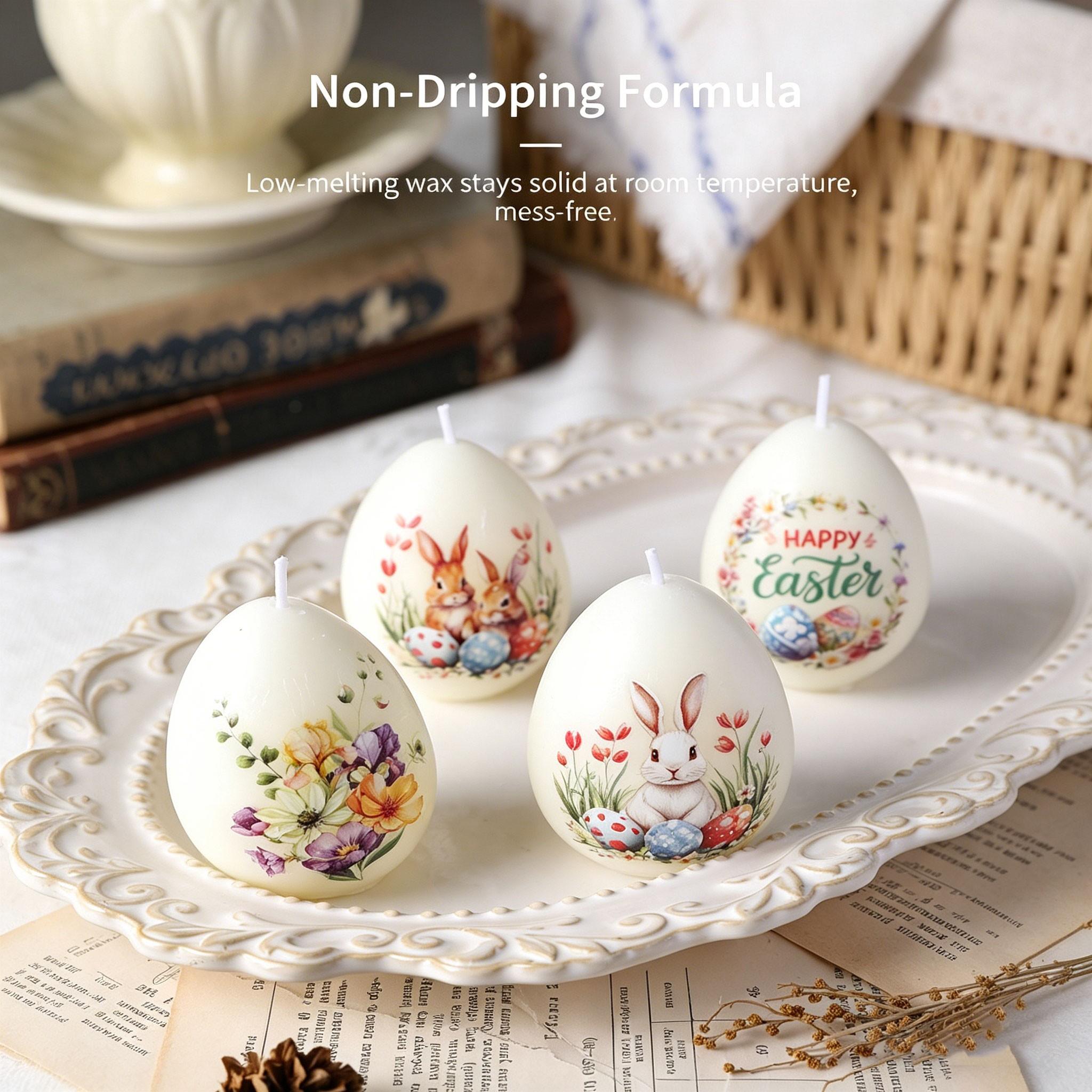 Egg-Shaped Floral Aromatherapy Candle, Hand-Drawn Design, Plant Wax, Natural Scents, Smoke-Free, Easter Decor, Home Fragrance, Gift Idea