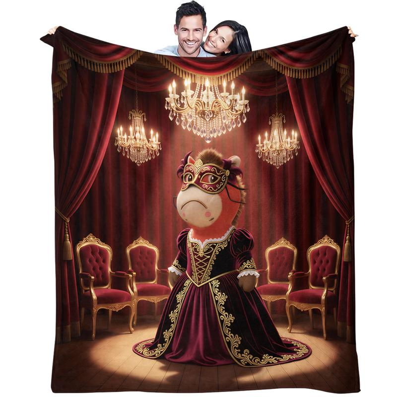 Royal Palace Cute Crying Horse Blanket, Heartwarming Gift for Horse & Fairy Tale Lovers, Ultra-soft & Fluffy, Perfect for Snuggling & Room Decoration