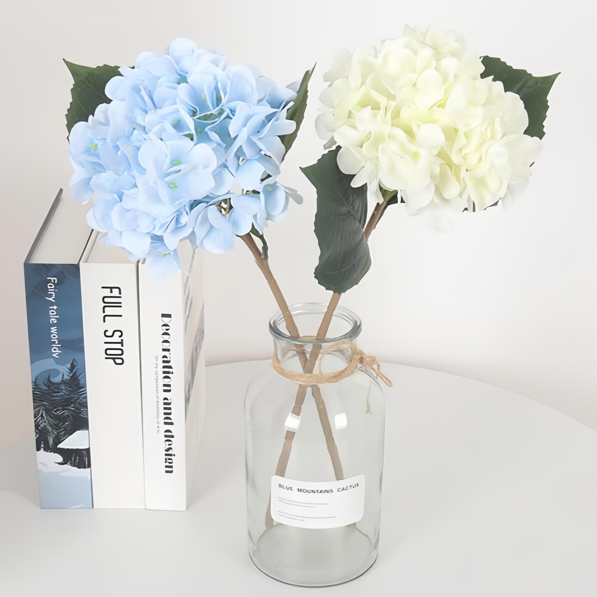 5Pcs Real Touch Artificial Hydrangea Flowers - Washable Faux Hydrangea Stems No Maintenance Never Wilt Multi-Color Fake Flowers for Home Wedding Party Table Centerpiece DIY Floral Decor