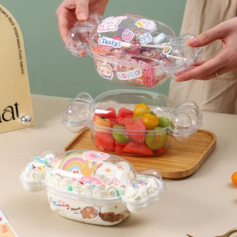 Mini Rainbow Macaron Small Cookie Packaging Box Fruit Packaging Box Candy Shape Cream Cake Disposable Transparent Packaging Box
