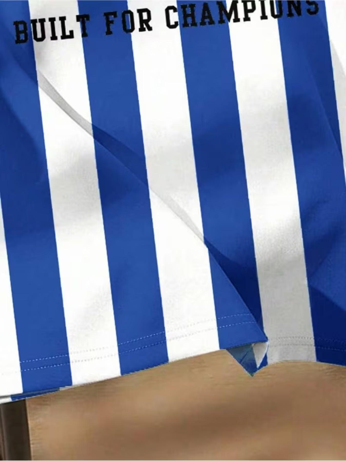 Men's Argentina Soccer Jersey T-Shirt, Lightweight Breathable Round Neck, Striped Design, Perfect for Football Fans