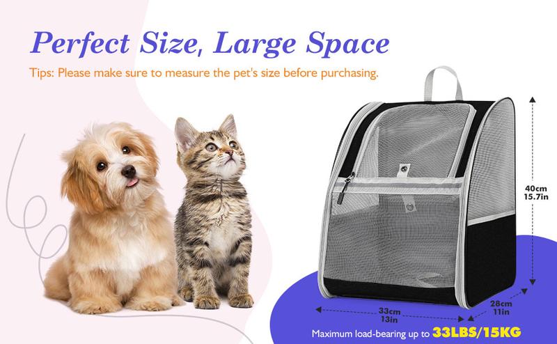 Pawaboo Cat Carrier Backpack, Pet Carrier Backpack for Kitties Small Dogs Puppies, Breathable Cat Bag Carrier, Small Dog Travel Backpack Carrier for Kitten Puppy Bunny (up to 22lbs)