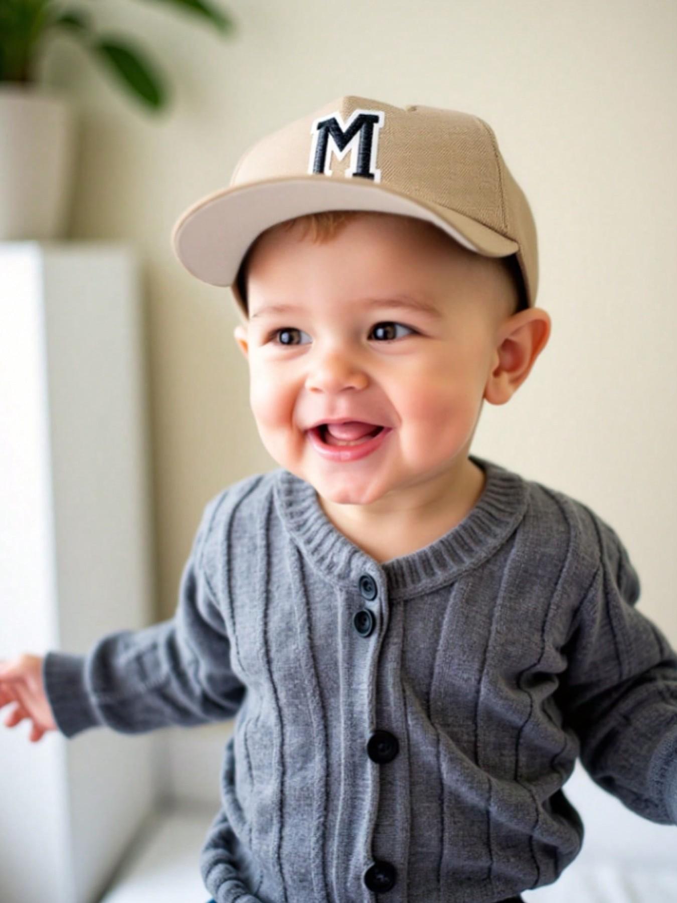 Fashion Dad Hat 26 Letters Casual Baseball Cap Adjustable Sun Protection For 1-3Y Boys Girls Outdoor Fun Everyday Wear