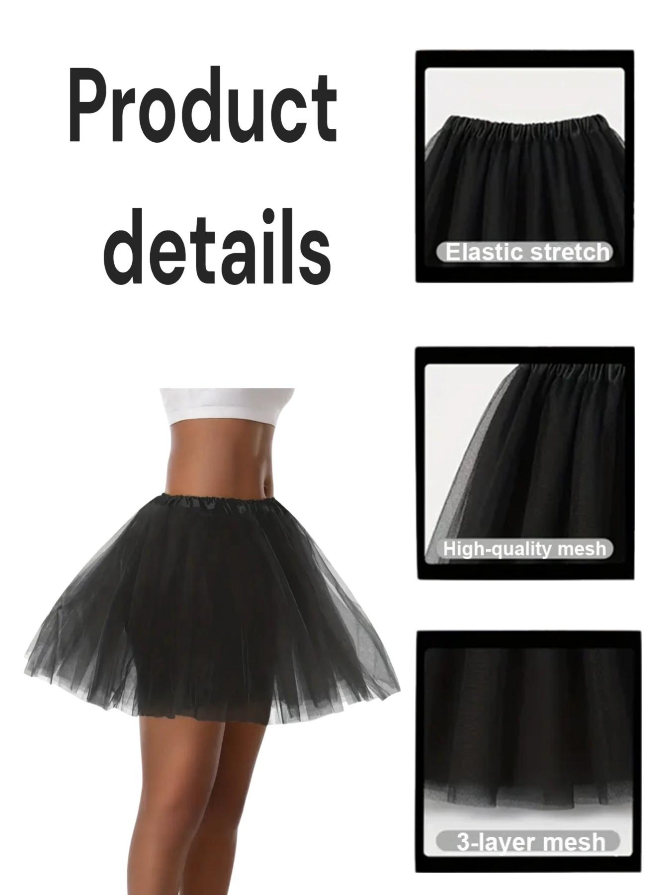 1980s Women's Costume Set, Classic Elastic Waist Three-Layer Tutu Skirt, 40cm Tutu and Bow Headband, Party Dress for All Seasons