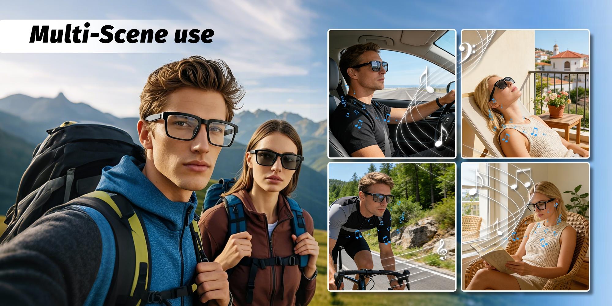 Smart Glasses for Men & Women,Bluetooth Glasses with Blue Light /Polarized Sunglass Lens,Music & Hands-Free Calling,UV & Blue Light Protection,Touch & Voice Assistant