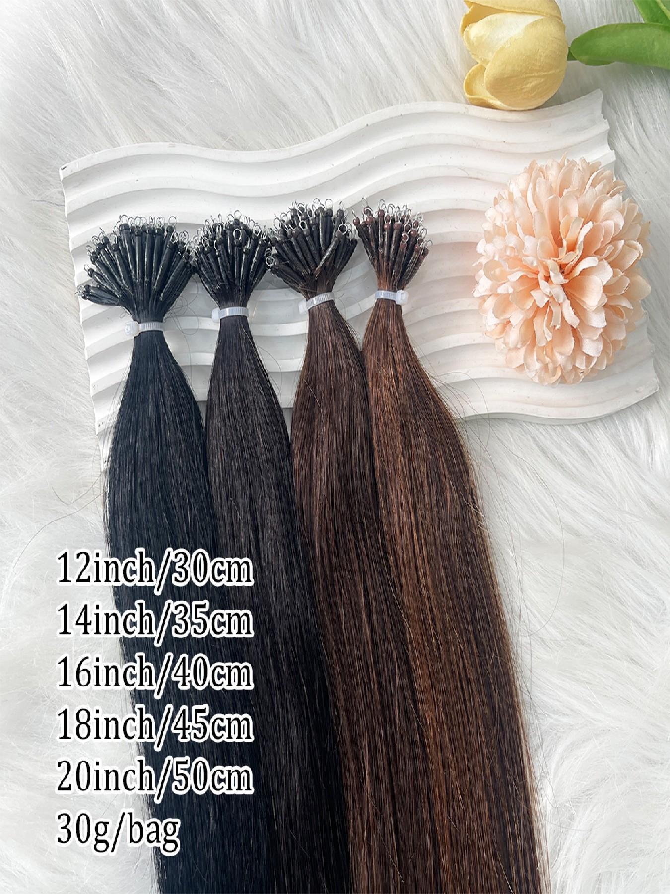 Human Hair Extension Pre-Bonded Micro Nano Rings, Beads Loop Nano Hair Extensions, Cold Fusion Nano Ring Extensions, 30g/pack