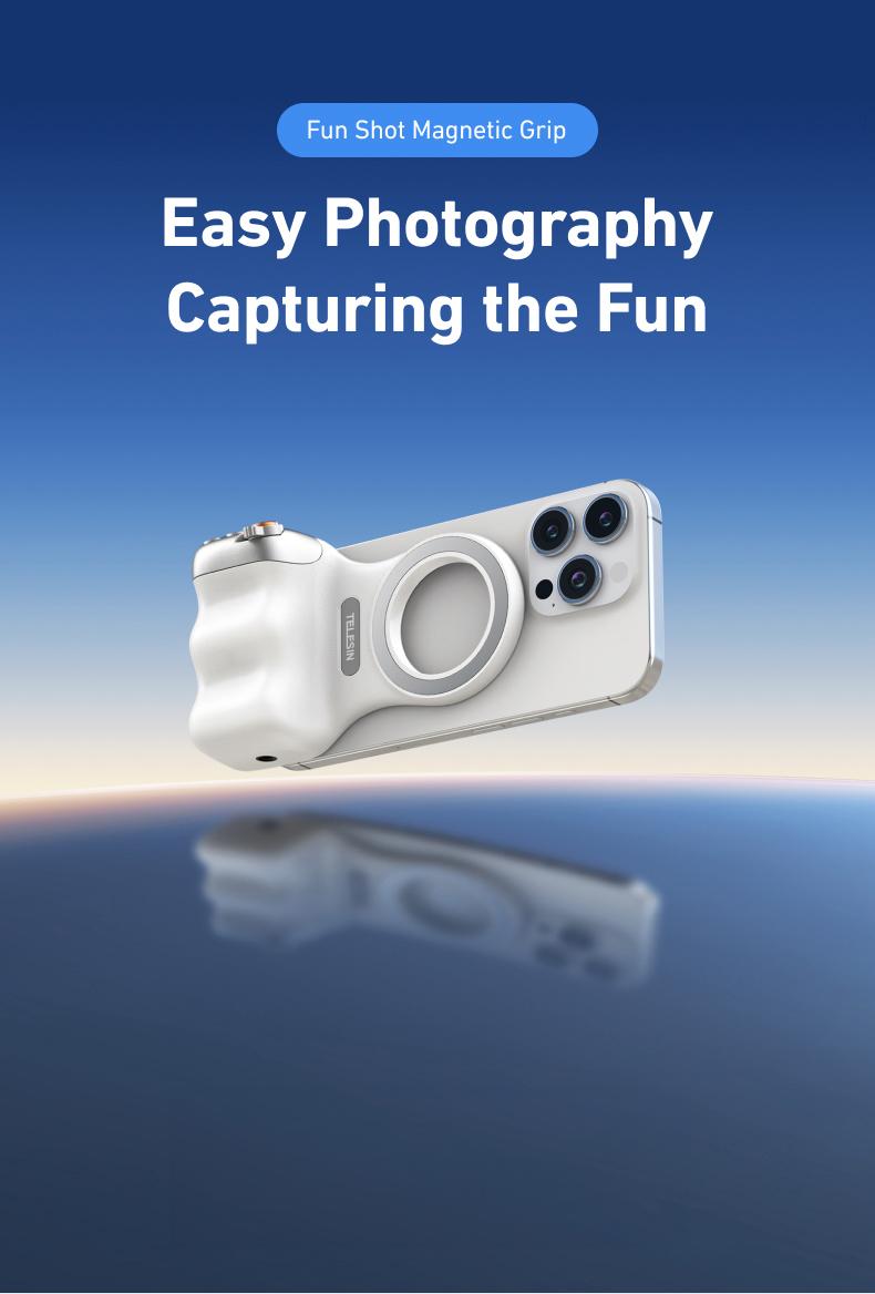 【TikTokShopBlackFriday】TELESIN Magnetic Phone Camera Grip with Wireless Shutter – DSLR-Style Handle for iPhone & Android, 1/4" Screw, Ergonomic Design, Perfect for Vlogging, Selfies, and Steady Shots, Compatible with iPhone 17 【TikTokShopBlackFriday】TELESIN Magnetic Phone Camera Grip with Wireless Shutter – DSLR-Style Handle for iPhone & Android, 1/4" Screw, Ergonomic Design, Perfect for Vlogging, Selfies, and Steady Shots, Compatible with iPhone 17