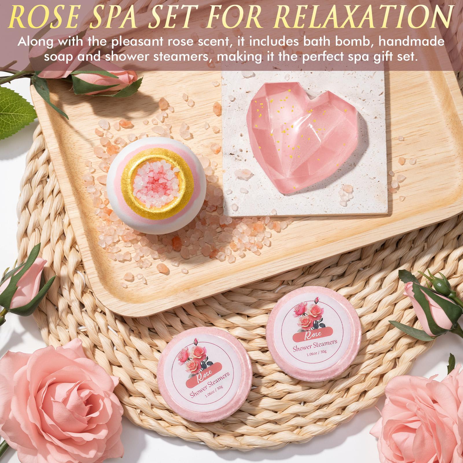 Relaxation Gifts Basket for Women, Rose Relaxing Get Well Soon Spa Gifts with Luxury Blanket, Christmas Mother's Day Birthday Anniversary Thoughtful Gifts for Mom Wife Girlfriend Friend Sister Grandma Teacher Nurse Her