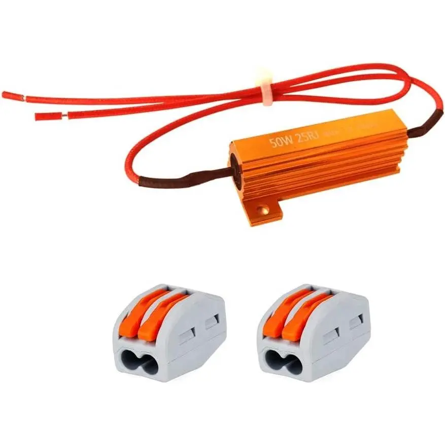 50W 25 Ohm Wirewound Resistor Aluminum Case Chassis Mount - Electrical Resistor Kit 2 Pack