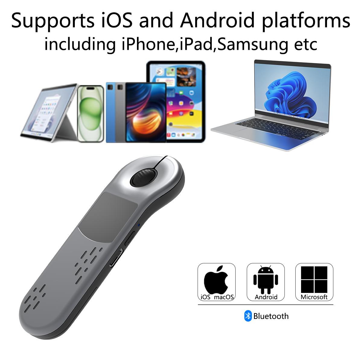 Remote Control for Phone, Scrolling Air Mouse with Touchpad, Wireless Scroller, Presentation Clicker with Red Laser, 3-in-1 USB/Type-C, Hyperlink & Volume Control, Short Video Page Turner, Remote for Mac/PC/Laptop（Bluetooth+2.4G）