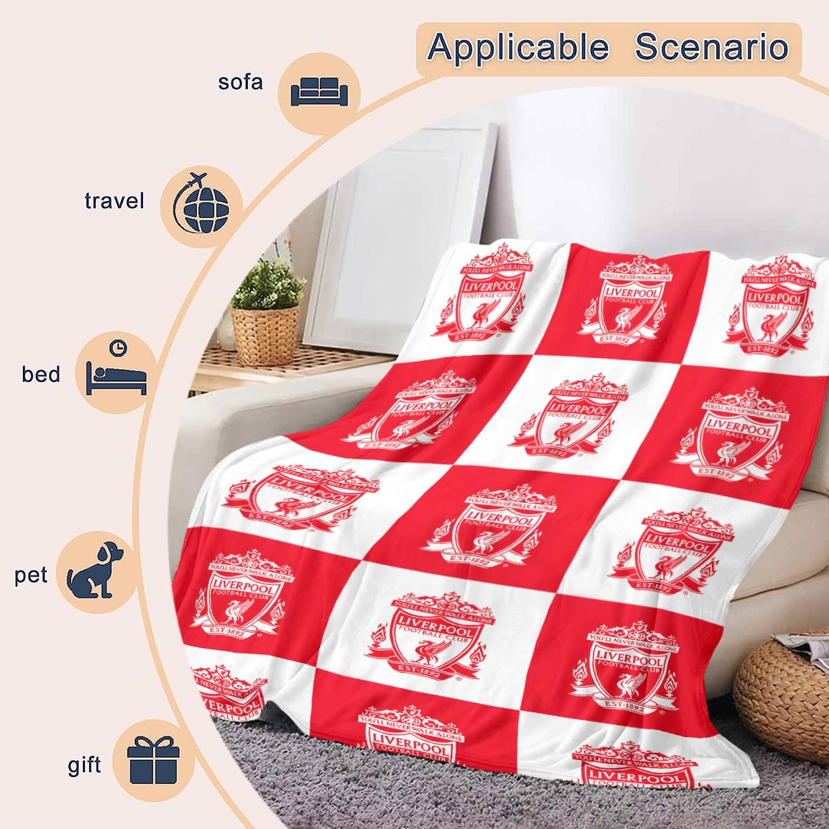 Liverpool Football Club Logo Flannel Blanket, Soft Skin-Friendly Material, Warm & Cozy Design, Perfect Gift for Fans
