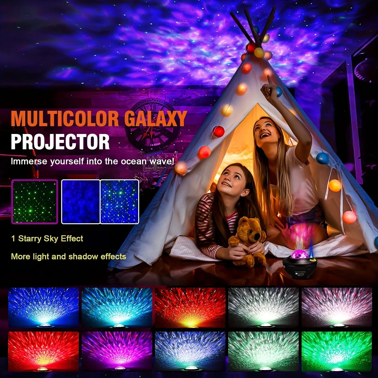 Mini Starry Sky Aurora Projector Galaxy Night Light with Bluetooth-compatible Speaker Timer Remote Control Universal Birthday Gift Bedroom Ceiling Home Cinema Game Room Decor Light Adjustable RGB Lighting Dimmable