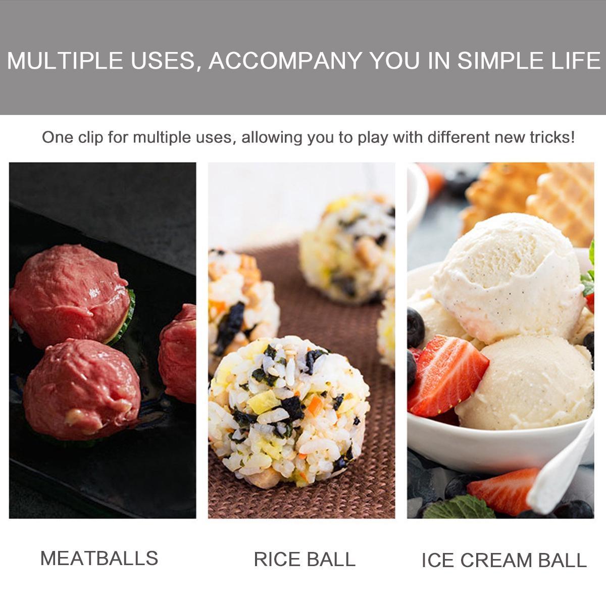 Portable Stainless Steel Multi-Function Ball Maker Tool, S/L Sizes for DIY Fish Ball Rice Ball Ice Cream Scoop Mold, Kitchen Cooking Handheld Accessory
