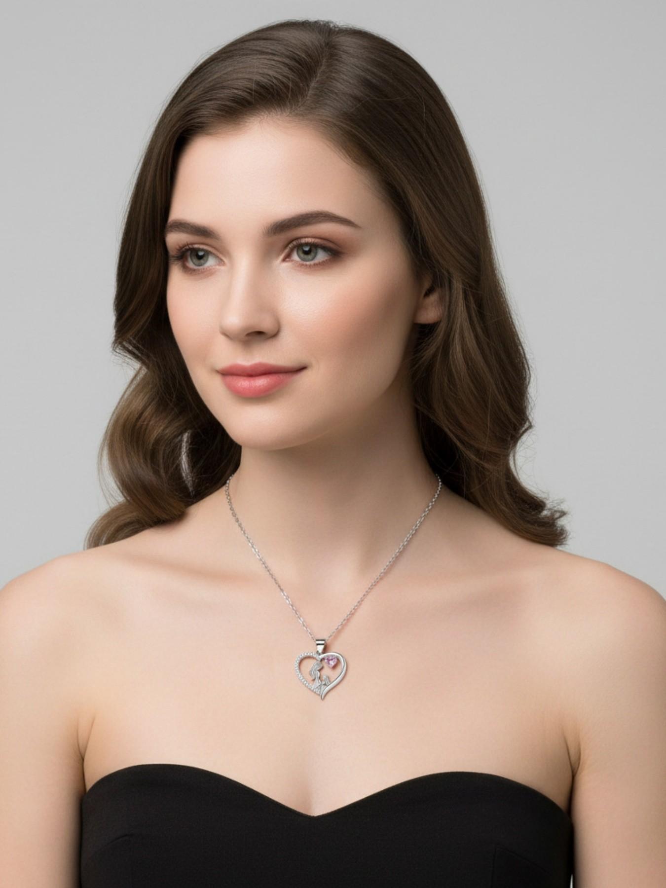 Pink Heart Shadow Exquisite heart-shaped fashion luxury gem necklace for mother and daughter.Paired with a preserved rose & teddy bear gift box.Perfect mysterious gift for festivals, birthdays, Valentine's Day, Mother's Day and Christmas.