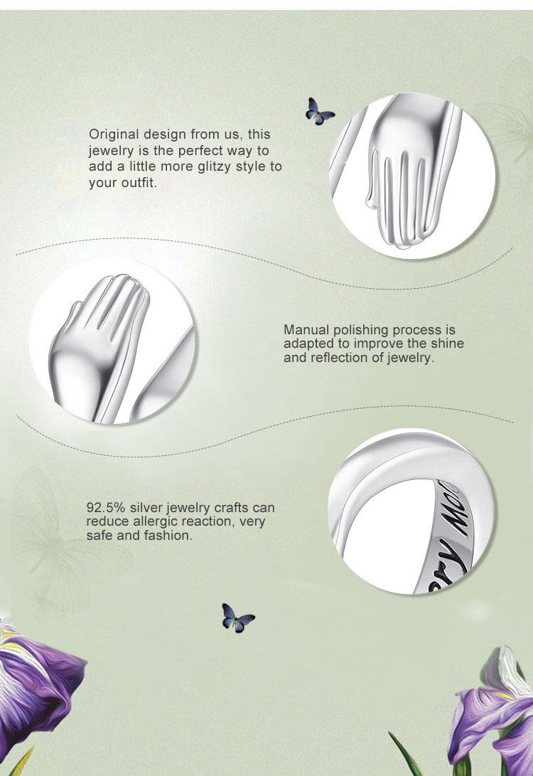 S925 Sterling Silver Adjustable Hug Ring for Women, "My Heart Hugs You" Engraved Open Ring, Dainty Stackable Minimalist Jewelry Gift for Her