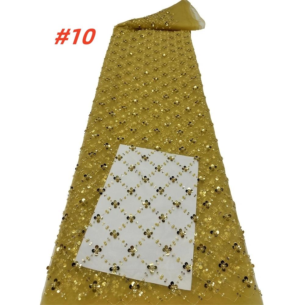 Luxury African Lace Fabric, High-Quality French Mesh Embroidery Beaded, Elegant Lace Trim, Perfect for Wedding Evening Events, Elegant Design