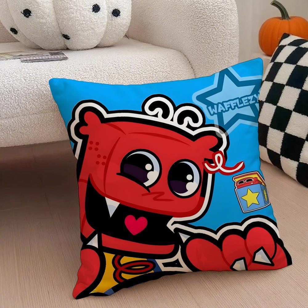 Hot Classic Horror Eerie American Video Game P-Poppy Playtime Pillow Case Anti-dustmite Pillowcase  Sofa Cushion Cover with Invisible Zipper Silky Short Plush Polyester Microfiber Fabric White Available in Standard Queen King Sizes for Home Bed Use