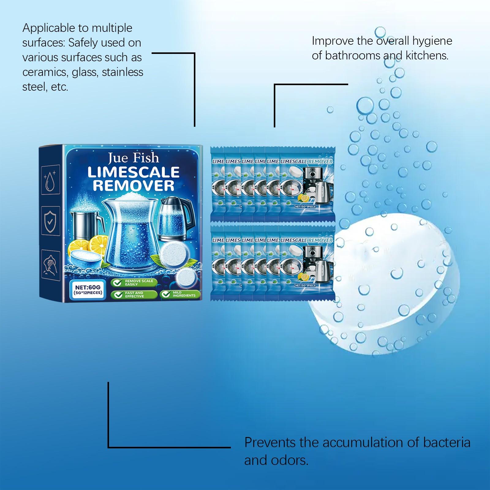 2-Pack Water Scale Remover Tablets (60g*2), Stainless Steel Pot & Kettle Cleaner, Limescale Removal,Lemon Scented, Ensures Drinking Water Quality