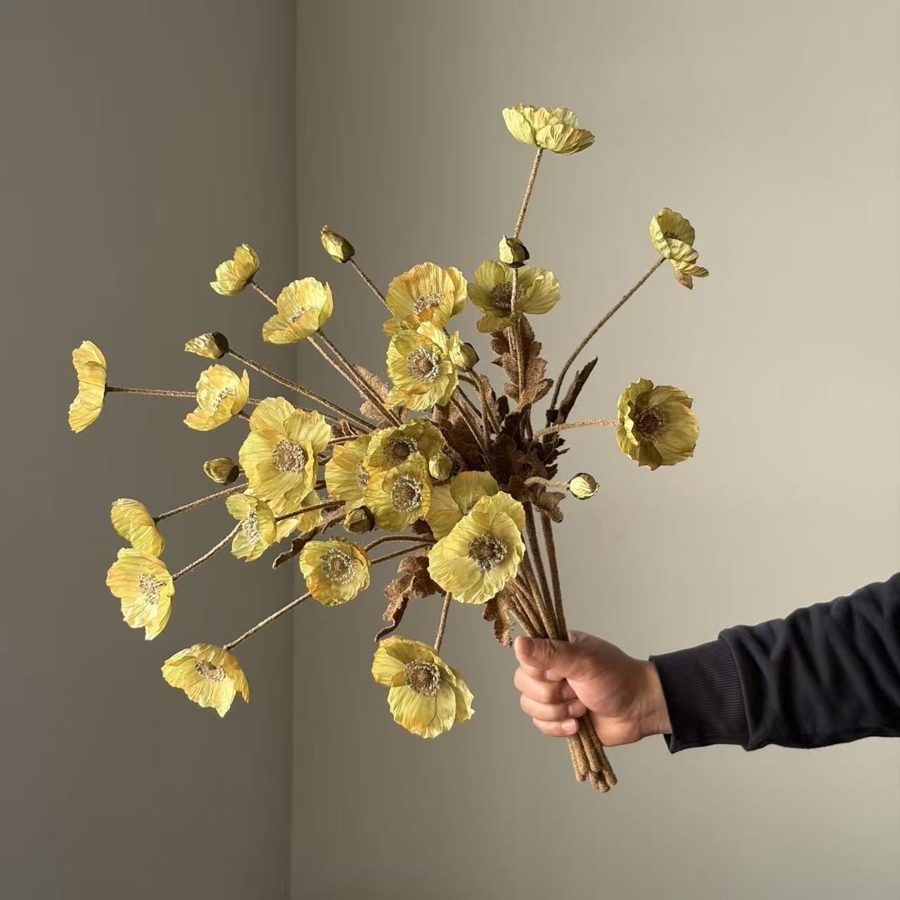 High-Quality Autumn Color Poppies Simulation Flowers, Soft Decoration Pairing, Factory Direct Quality, Perfect for Home Decor