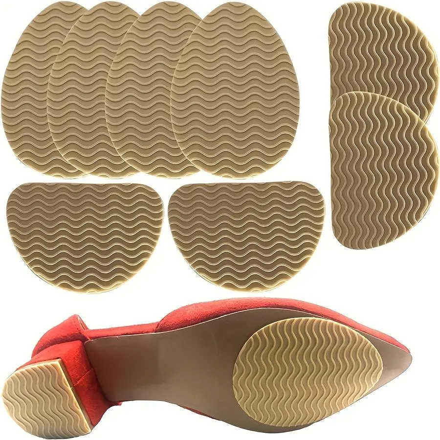 4-Piece Non-Slip Rubber Sole Pad - High Traction Adhesive Repair Insert for Stability, Noise Reduction and Protection Shoe Insole, Stability Enhanced Shoes | Flexible Insole | Soft Sole MaterialTE4988888