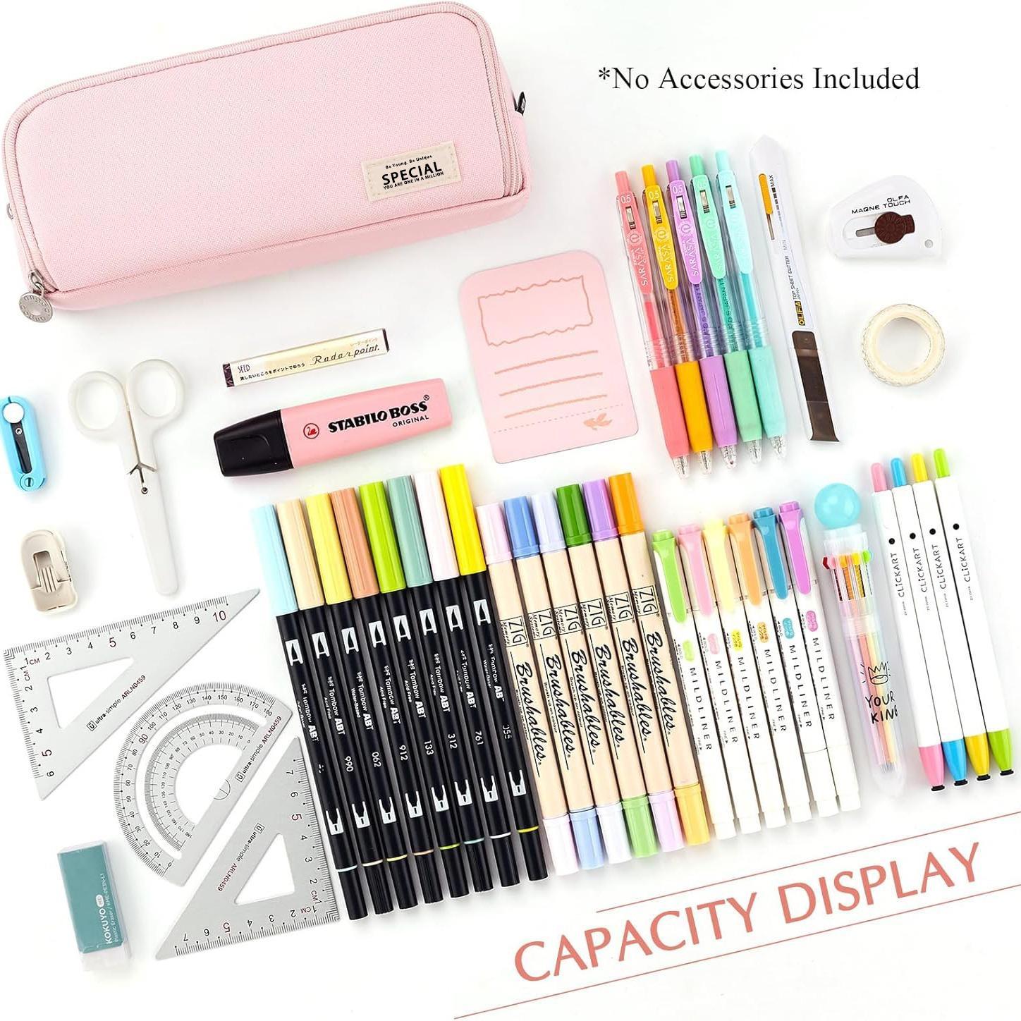 Aesthetic Pencil Pouch, Large Capacity 3-Compartment Canvas Organizer for Teens, College School Supplies, Back to School Shopping, Back To School Haul, Bag Accessories
