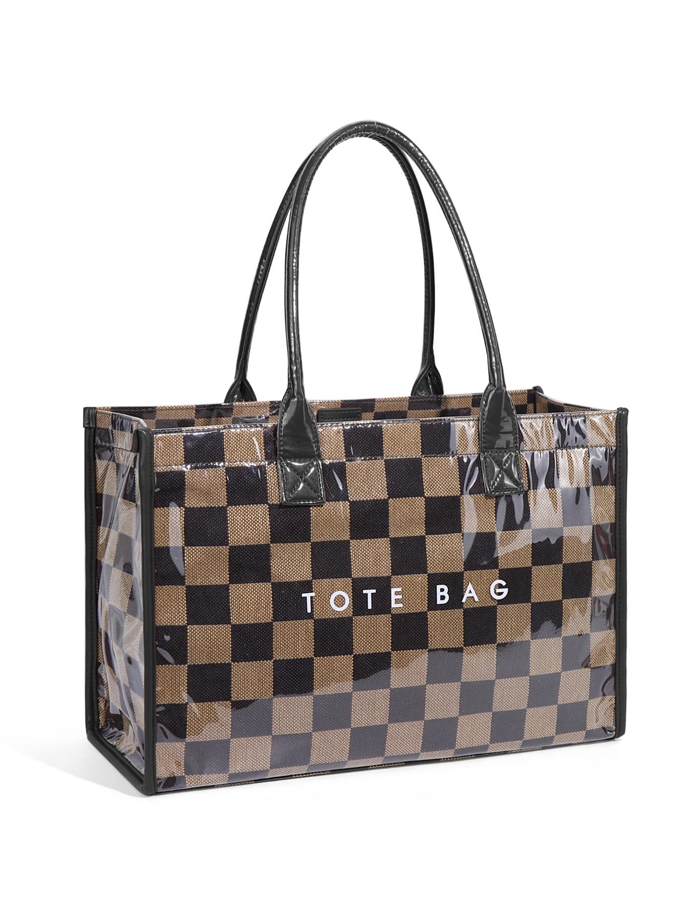 Vintage Dupont Letter Tote Bag, Casual Versatile Handbag, Minimalist Transparent Commute Backpack, Large Capacity Women's Bag