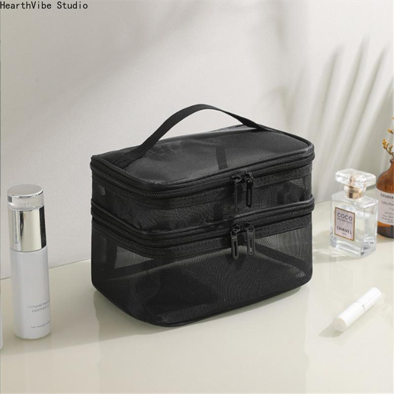 Travel Toiletry Bag - Large Capacity Double-Layer Mesh Polyester Cosmetic Bag, Water-Resistant Portable Breathable Dry-Wet Separated Multi-Purpose Pouch for Holiday, Gym (Sports & Outdoor Camping Hiking Essential), Gym Shower Bag