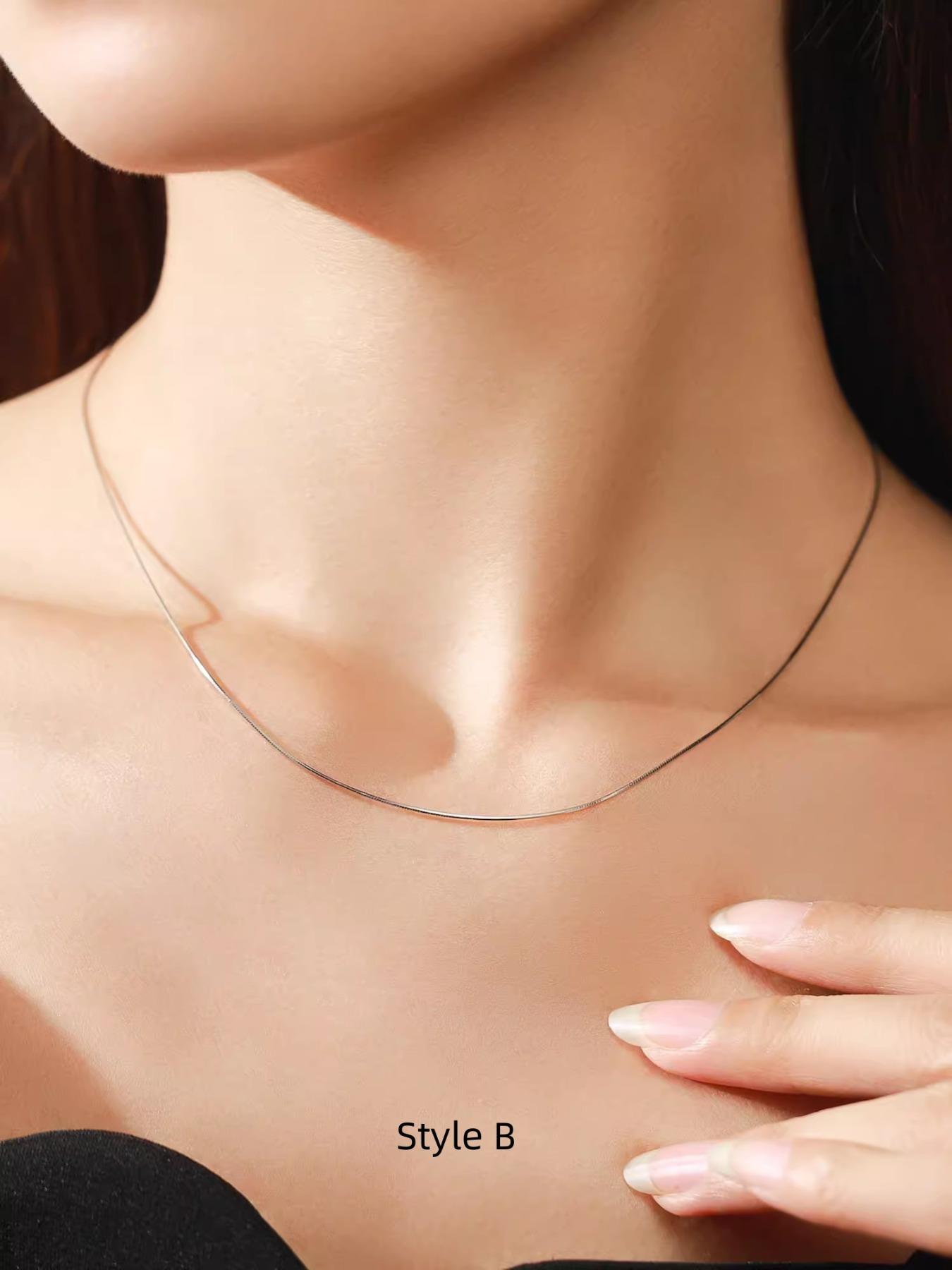 925 Sterling Silver Elegant Chain Necklace, Fashion Jewelry for Party, Daily Clothing Decor, Trendy All-match & Exquisite Jewelry for Birthday Gift, Cuban Chain, Cuban Chain Link