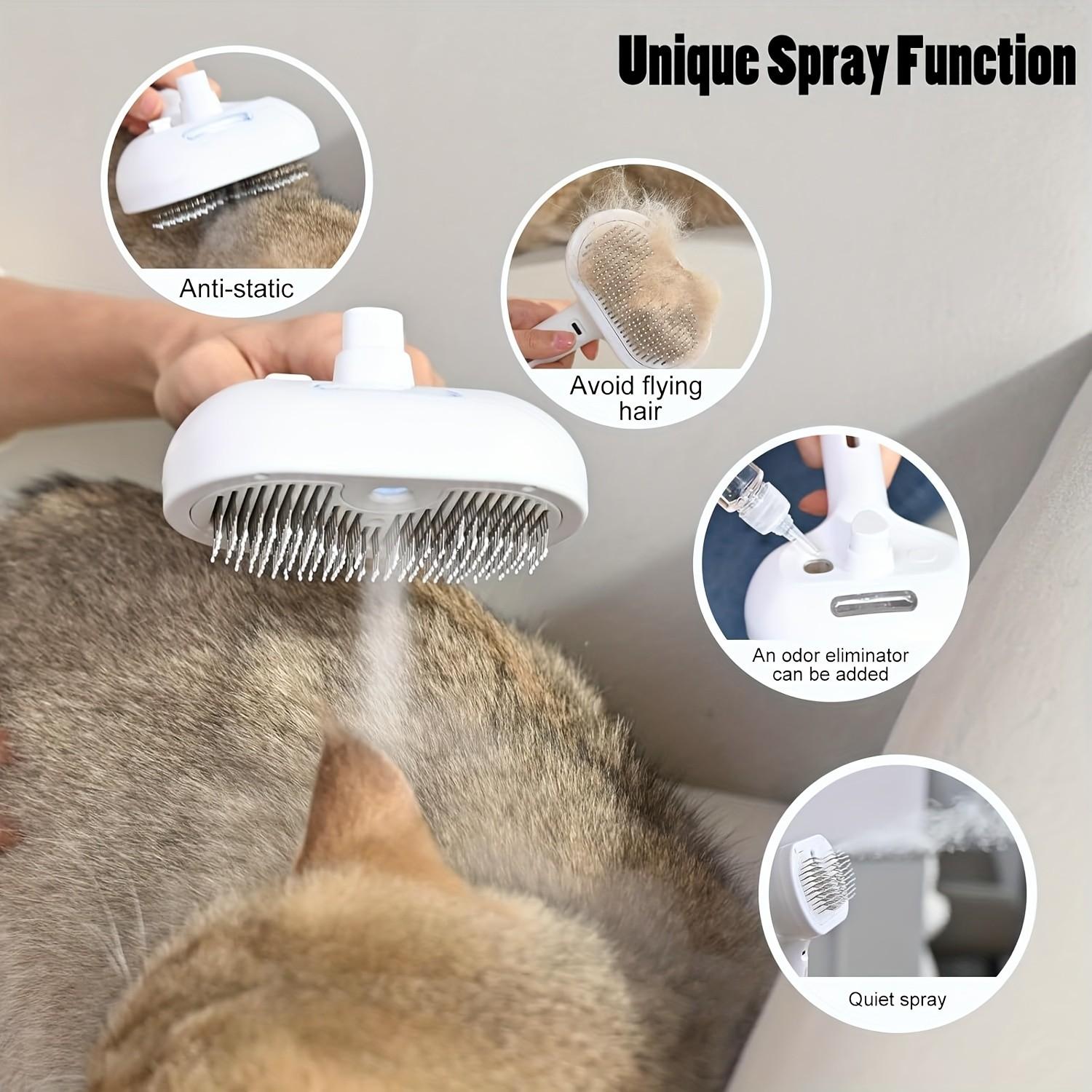 3-In-1 Automatic Steam Pet Brush, Anti-Static, Ideal for Long and Short Hair Cats and Dogs, Removes Loose Fur, Reduces Shedding