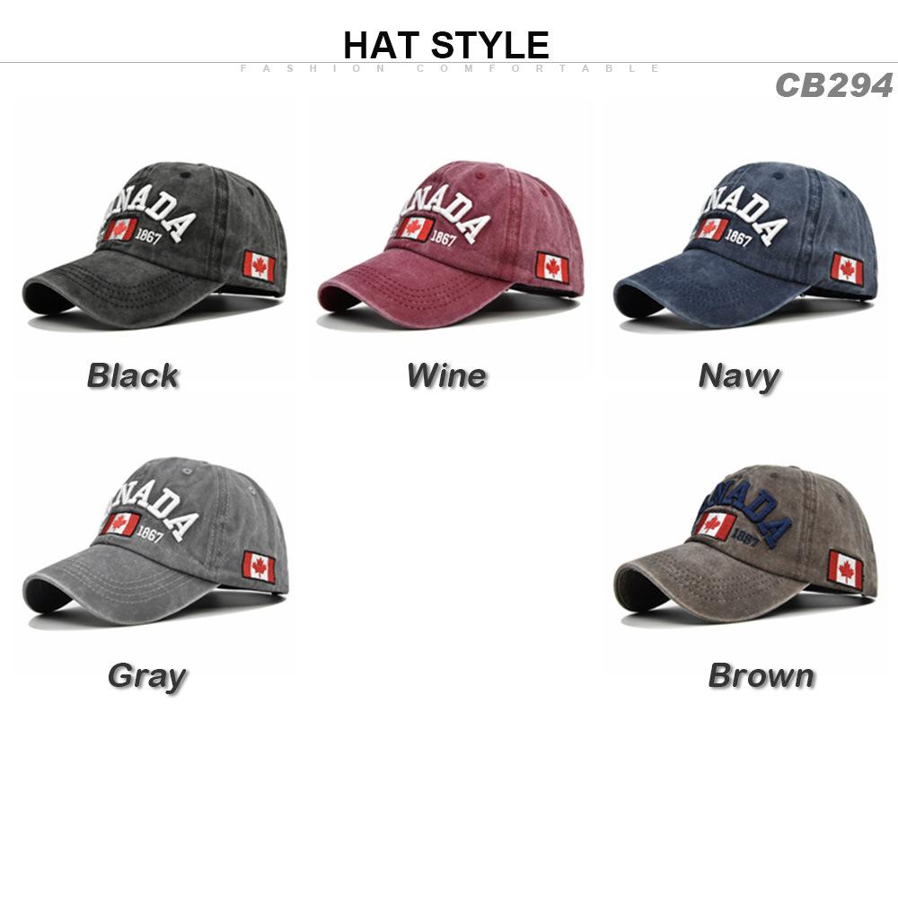 "CANADA" Embroidered Baseball Cap for Women - Maple Leaf Design, Washed & Distressed Finish, Curved Brim Sun Hat, Hats For Women