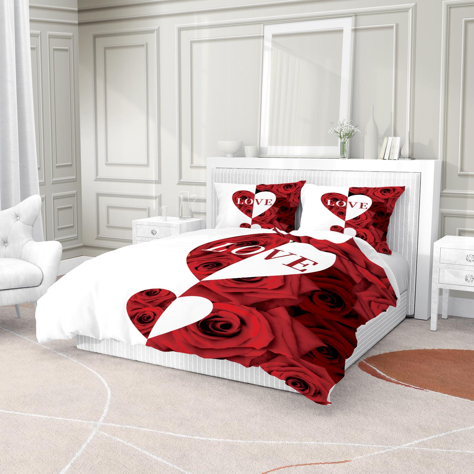 Soft Durable with Letter Rose Pattern, Includes 1 Fitted Sheet and 1 or 2 Pillowcases, Perfect Gift for Teens & Adults, Bedroom Bedding Set