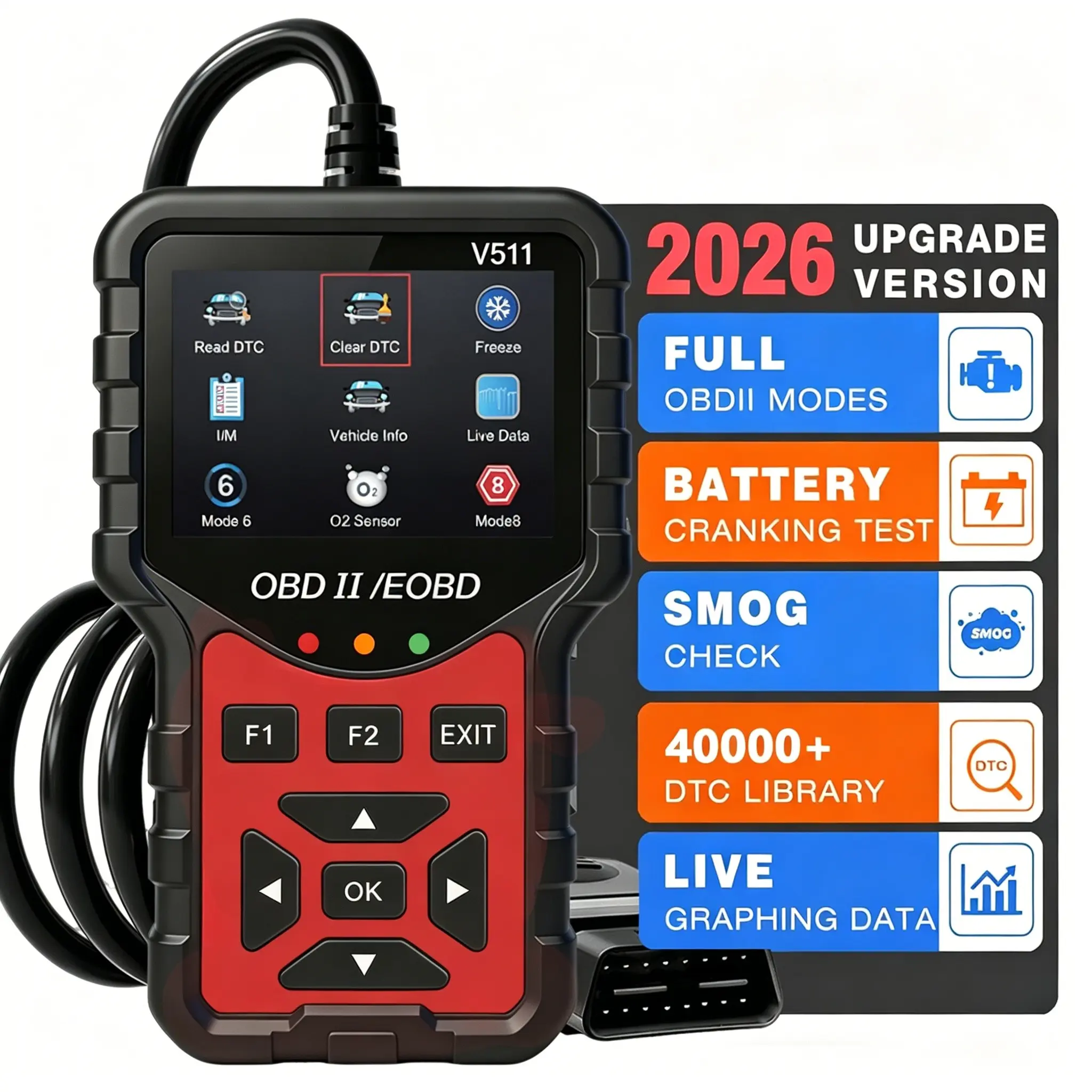 Professional Obd2 Scanner, Enhanced Engine Fault Code Reader and Reset Tool, 40000+ Dtc Query, for Mode 6/mode 8 Vehicles Since 2003