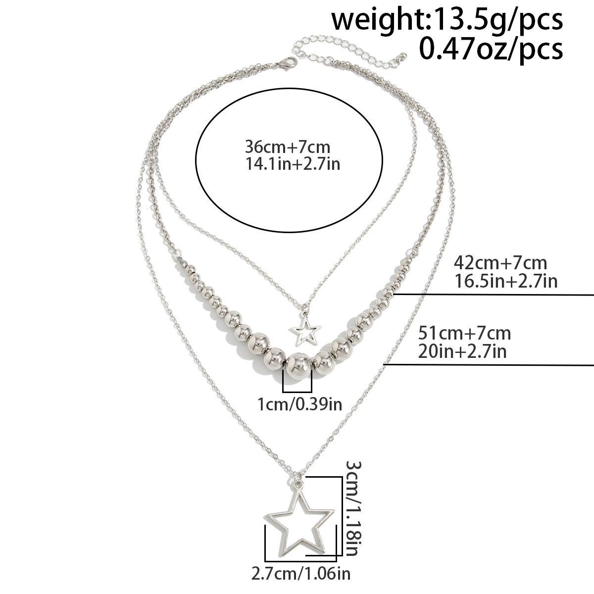 Multi-piece Hip Hop Star Pendant Necklace Set - Edgy Spicy Girl Style with Round Ball Metal Bead Chains, Fashion Chain Decorated Streetwear Jewelry for Nightclubs, Casual Daily Wear, Beaded Chains, Metal Beads