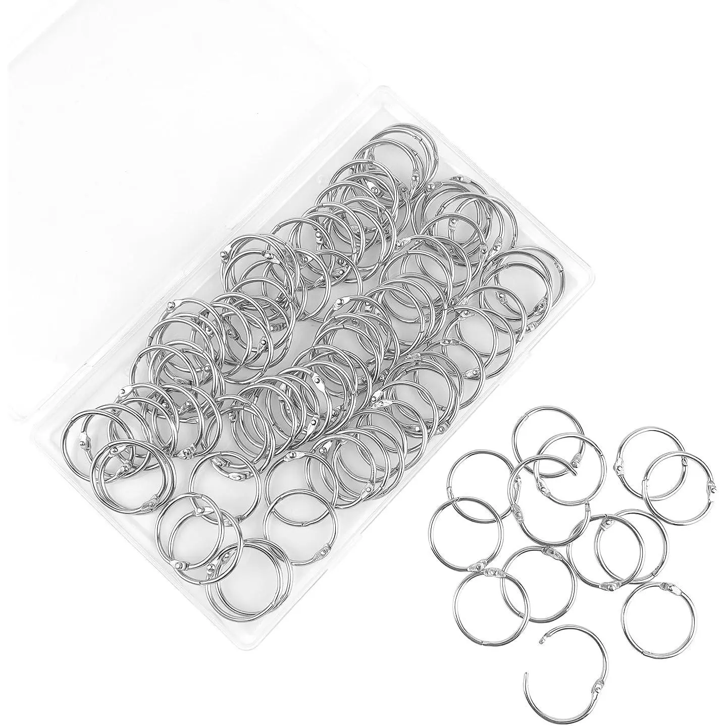Loose Leaf Binder Rings 1 Inch, 100 Pack Nickel Plated Metal Rings for Index Cards, Keys, School, Office, Silver