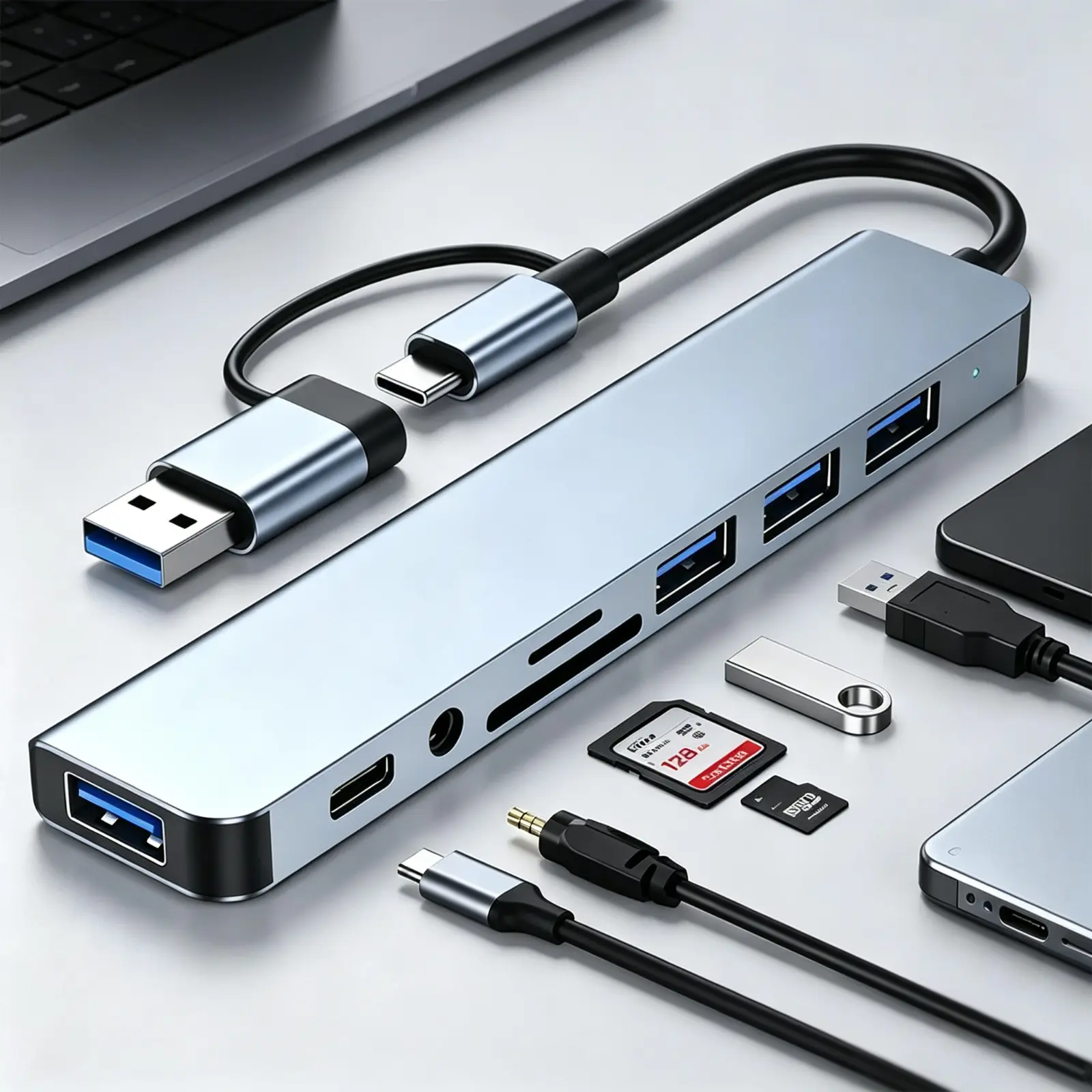 10 in 1 USB C Hub Docking Station, Dual USB A/C Input Multiport Adapter with 4 USB 3.0 Ports PD Type C Port TF/SD Card Reader 3.5mm Audio Jack, High Speed Data Transfer for MacBook Pro Air iPad iPhone Samsung XPS Laptop