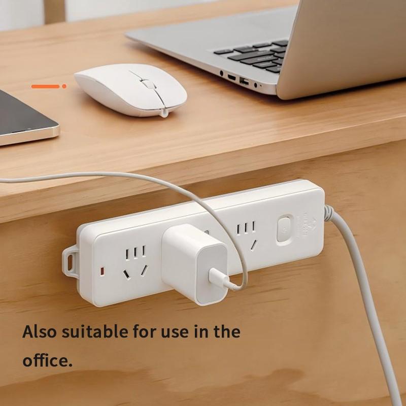 Self-Adhesive Plug Strip Holder, No Drilling Socket Mount, Wall-Mounted Outlet Organizer, Home Office Cable Management Clip