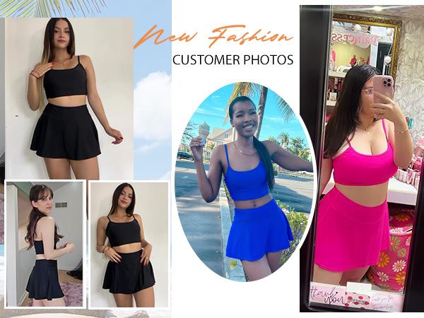 Holipick Tankini Top for Women V Neck Tummy Control Swim Top Ruched Bathing Suit Top Only No Bottom