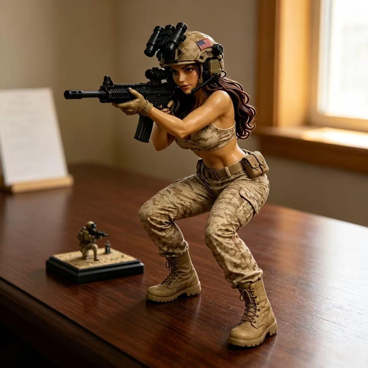 Tactical Female Soldier Resin Figurine, Military Collection Decor, Detailed Design, Perfect Gift for Collectors, Durable Material